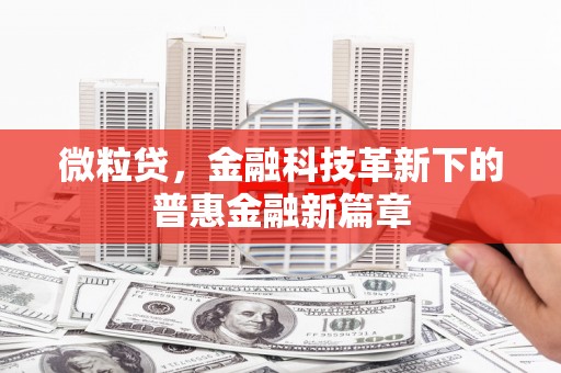 外埔微粒贷，金融科技革新下的普惠金融新篇章