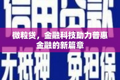 外埔微粒贷，金融科技助力普惠金融的新篇章