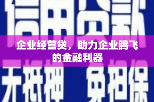 外埔企业经营贷，助力企业腾飞的金融利器