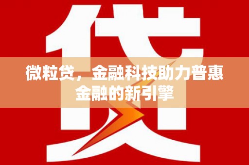 外埔微粒贷，金融科技助力普惠金融的新引擎