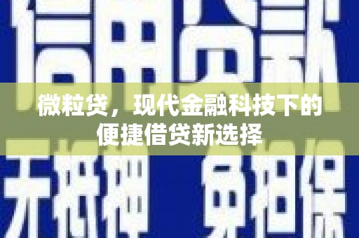 外埔微粒贷，现代金融科技下的便捷借贷新选择