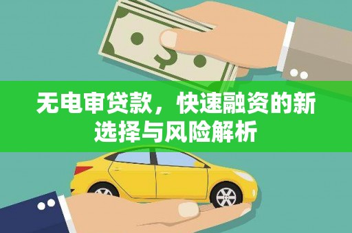 外埔无电审贷款，快速融资的新选择与风险解析
