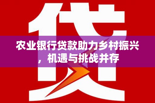 外埔农业银行贷款助力乡村振兴，机遇与挑战并存