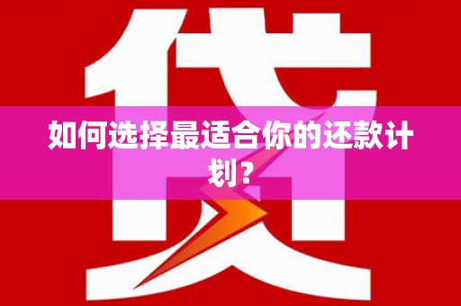 外埔如何选择最适合你的还款计划？